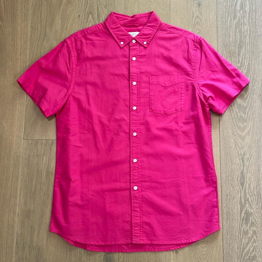 Saturdays New York City Short Sleeve Button Down // Large // Pink